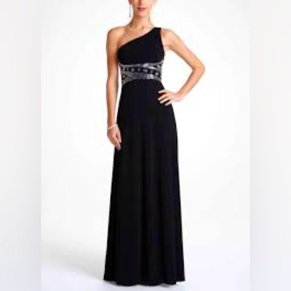 NWT MXI Open Back One Shoulder Dress with Bead Detail Size 3/4 $100 MSRP